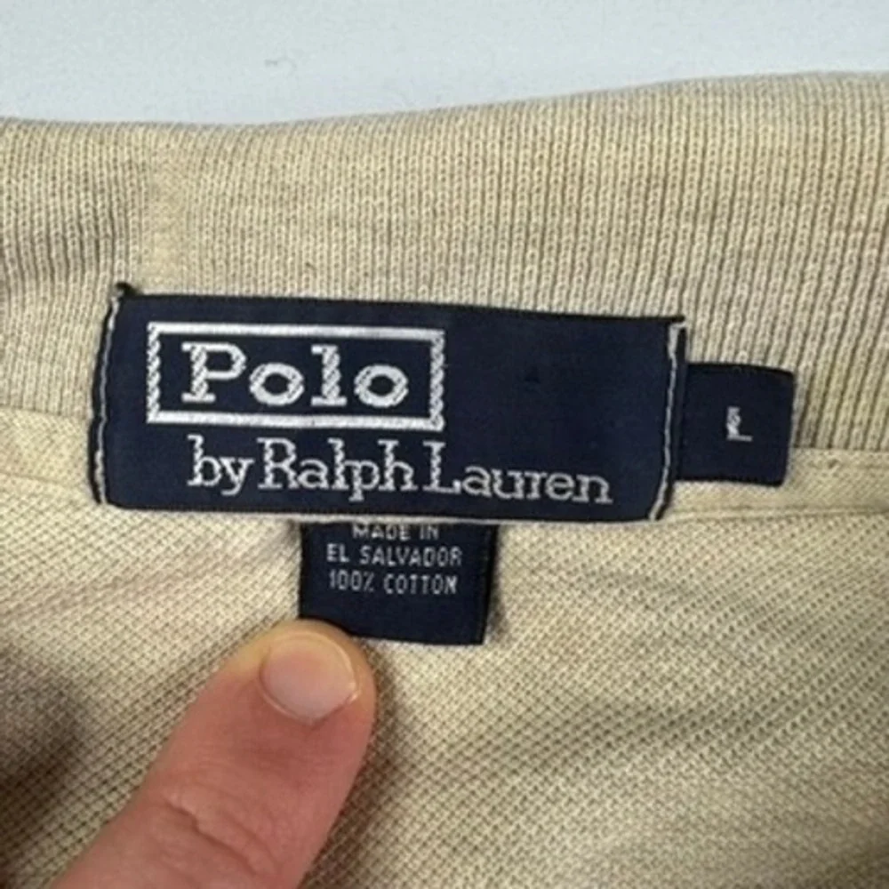 Polo Ralph Lauren‎ Mens Large Tan Heather Cotton Pique Short Sleeve Polo Shirt